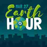 Free vector hand-drawn earth hour illustration with planet and turn off button