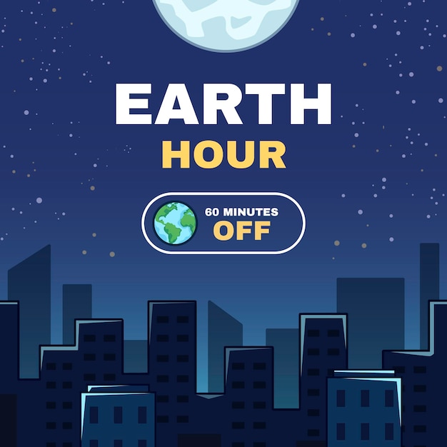 Free vector hand drawn earth hour illustration