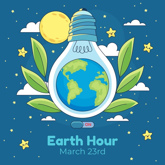 Иллюстрация земного часа, нарисованная вручную