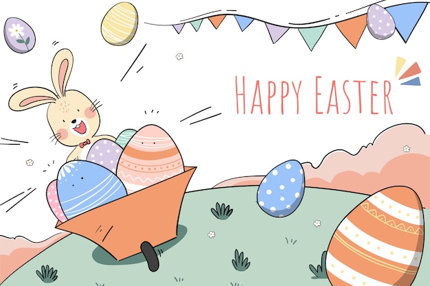 Hand drawn easter background