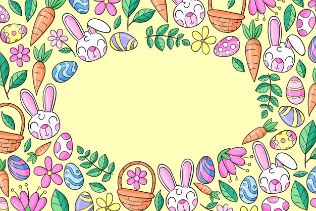 Vettore gratuito sfondo di pasqua disegnato a mano