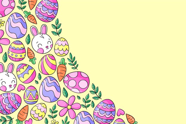 Vettore gratuito sfondo di pasqua disegnato a mano