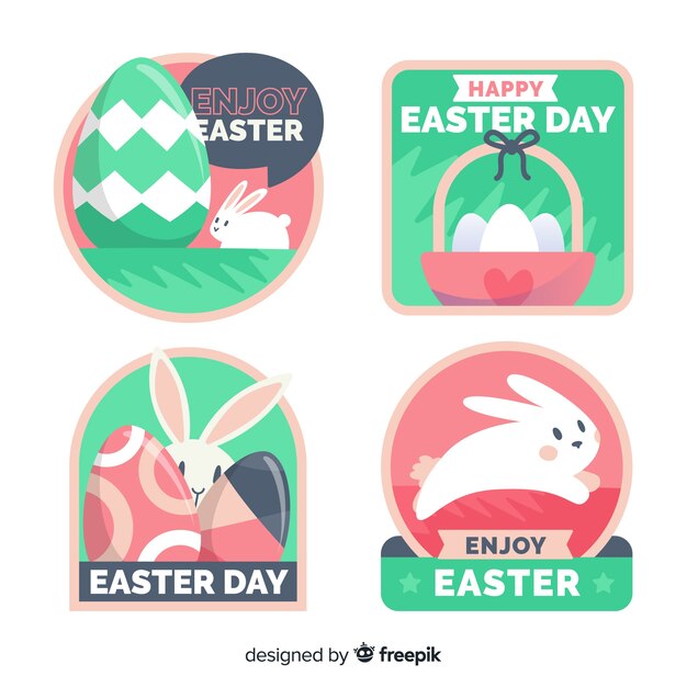 Hand drawn easter badge collection