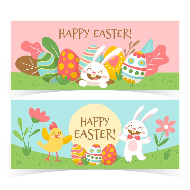 Hand drawn easter banners collection