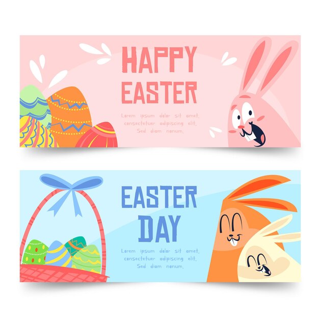 Free vector hand drawn easter banners collection