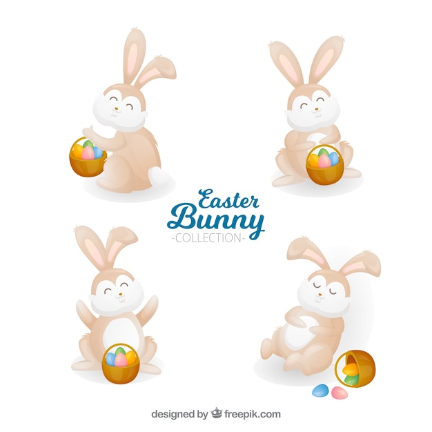 Hand drawn easter bunnies collection