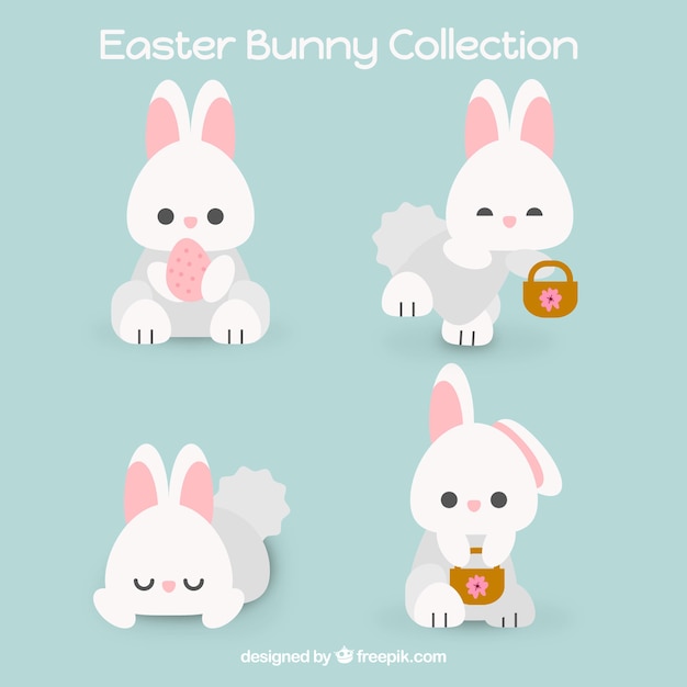 Free vector hand drawn easter bunny collection