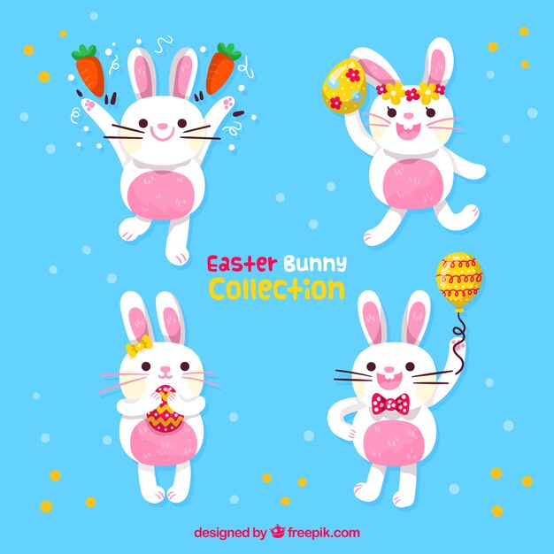Free Vector hand drawn easter bunny collection