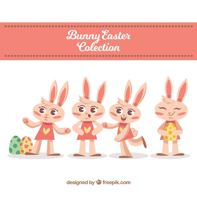 Free vector hand drawn easter bunny collection