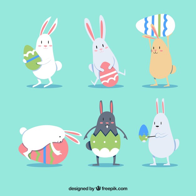 Hand drawn easter bunny collection