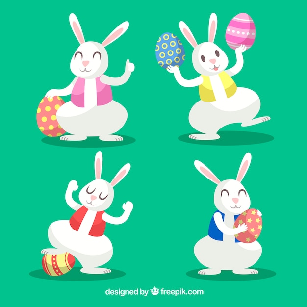 Free vector hand drawn easter bunny collection