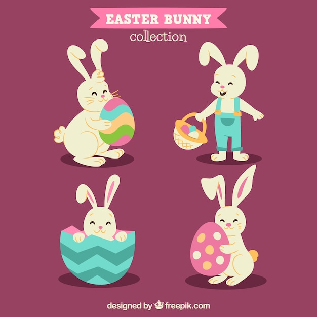 Free vector hand drawn easter bunny collection