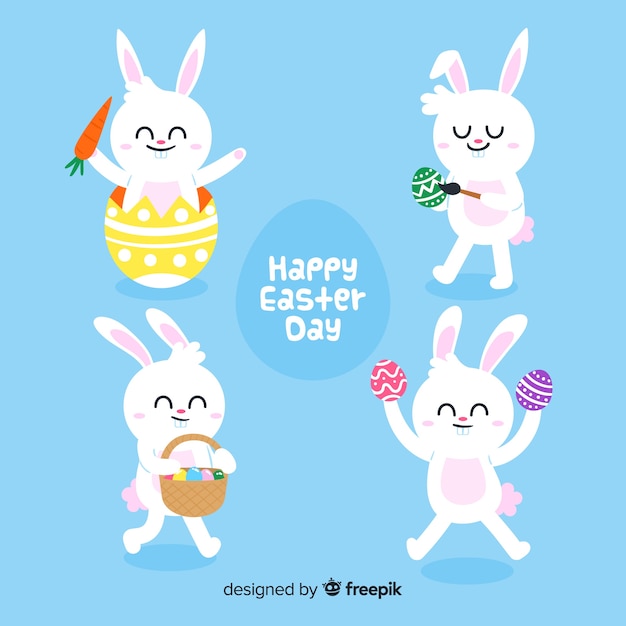 Free vector hand drawn easter bunny collection