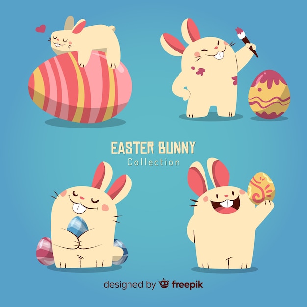 Hand drawn easter bunny collection