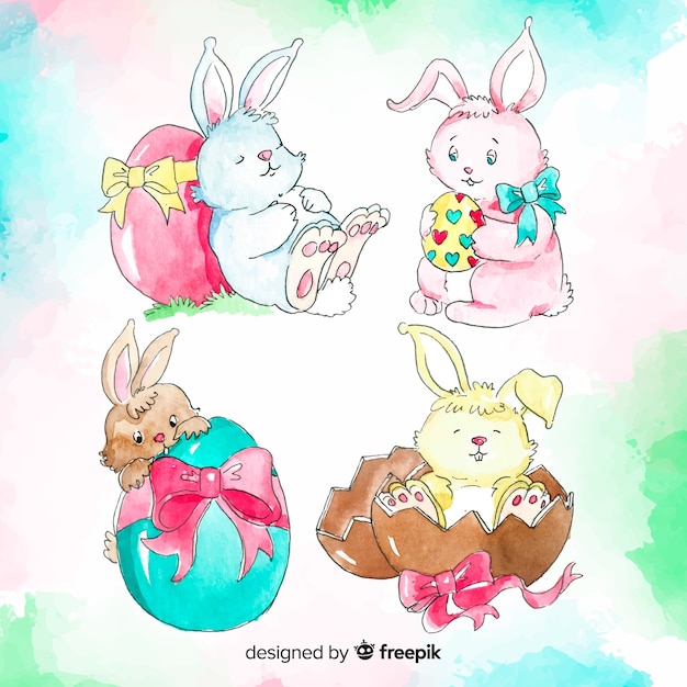 Free vector hand drawn easter bunny collection