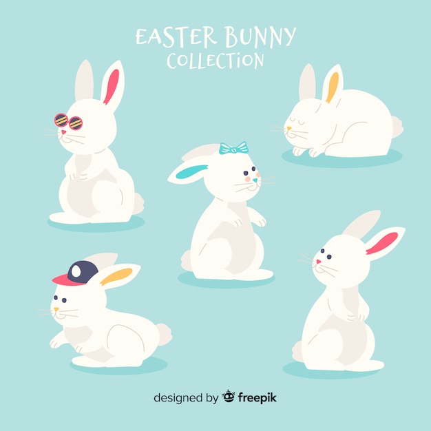 Free vector hand drawn easter bunny collection