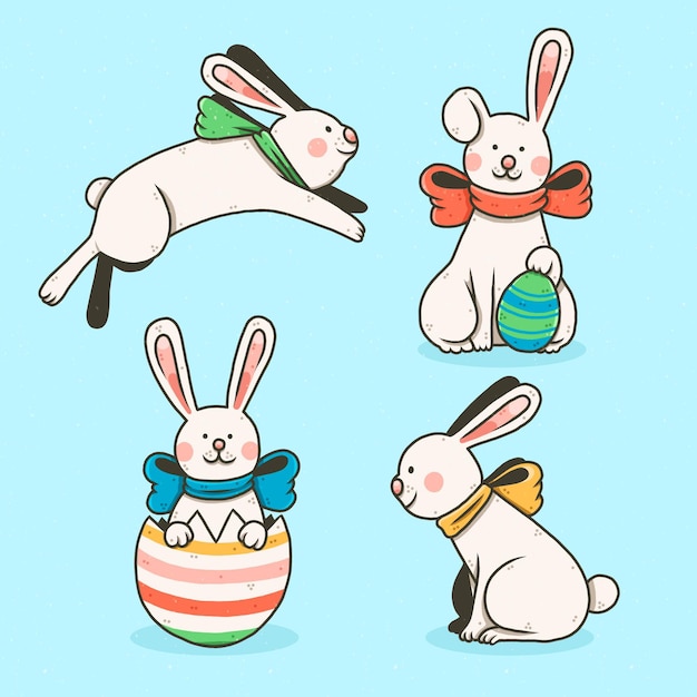 Hand drawn easter bunny collection