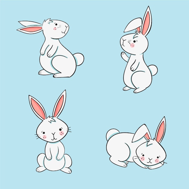 Hand drawn easter bunny collection