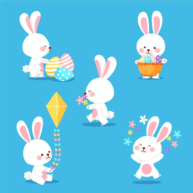 Free vector hand drawn easter bunny collection