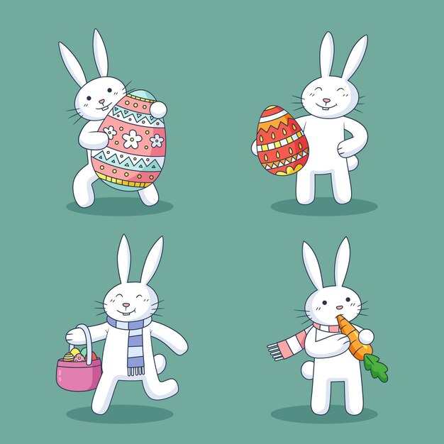 Hand drawn easter bunny collection