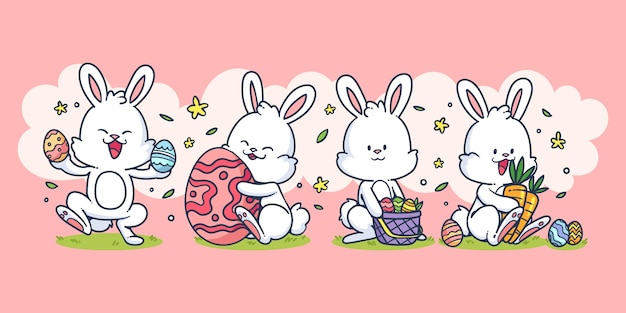 Hand drawn easter bunny collection