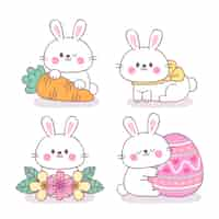 Free vector hand drawn easter bunny collection