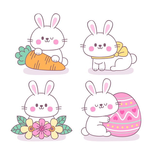 Hand drawn easter bunny collection
