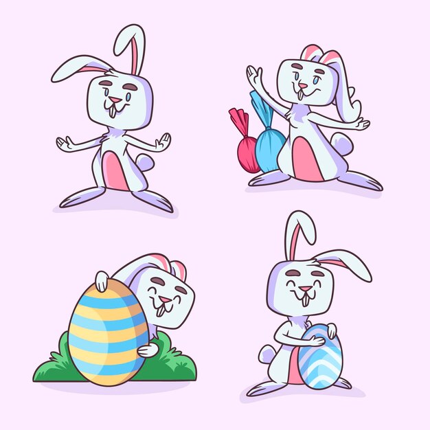 Hand drawn easter bunny collection
