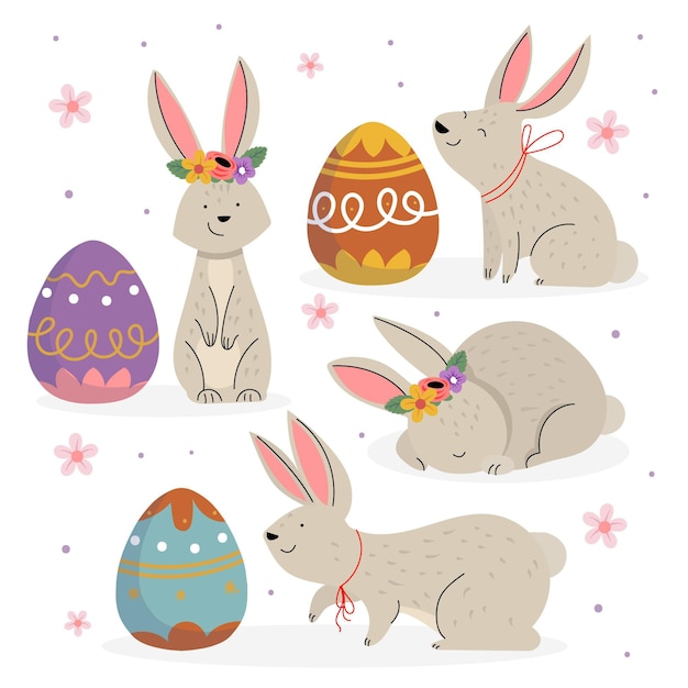 Hand drawn easter bunny collection