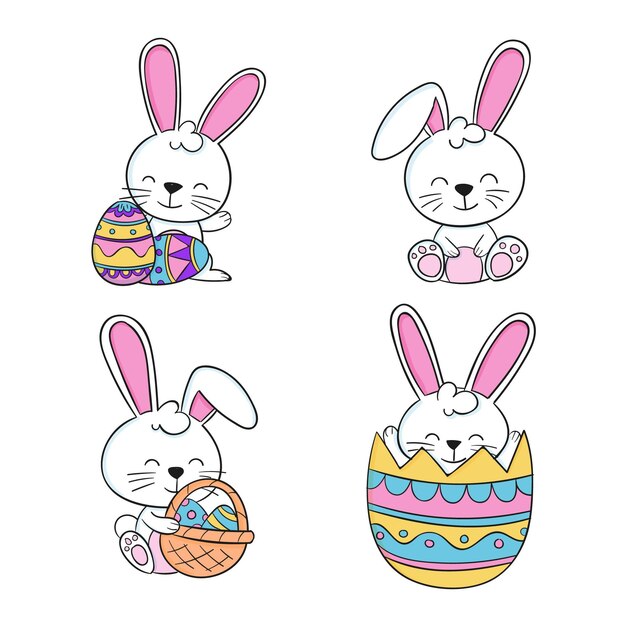 Hand drawn easter bunny collection