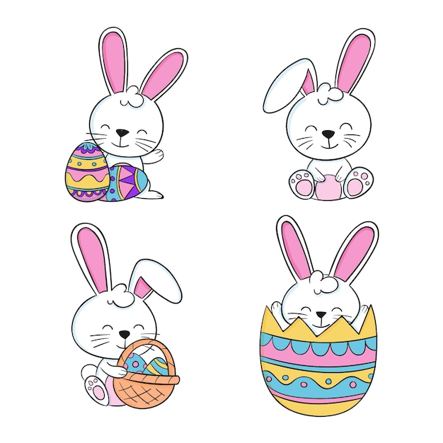 Hand drawn easter bunny collection