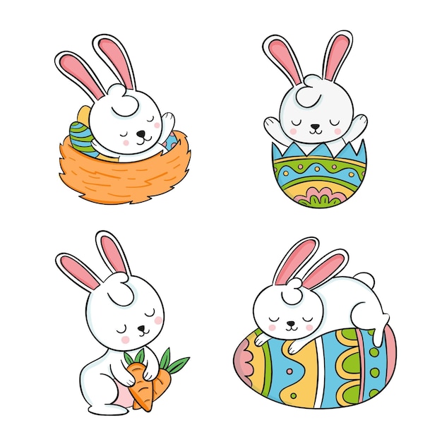 Hand drawn easter bunny collection