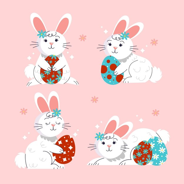 Free vector hand drawn easter bunny collection