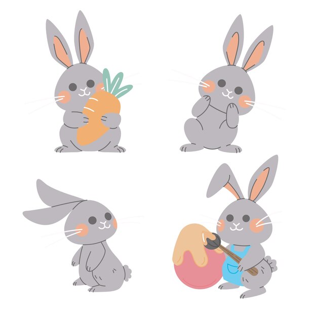 Hand drawn easter bunny collection