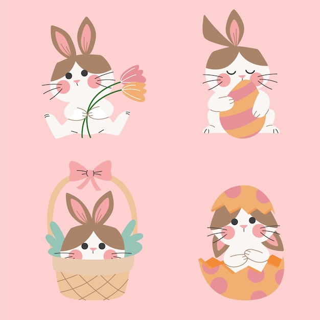 Free vector hand drawn easter bunny collection