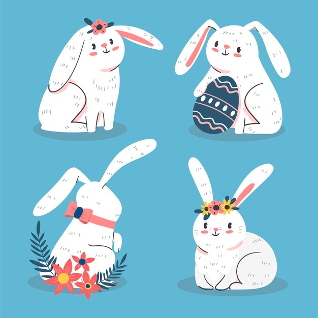 Hand drawn easter bunny collection