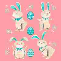 Free vector hand drawn easter bunny collection