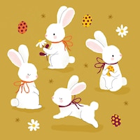 Hand drawn easter bunny collection