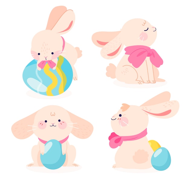 Free vector hand drawn easter bunny collection