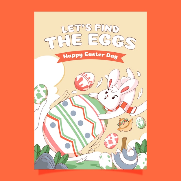 Free vector hand drawn easter celebration vertical poster template