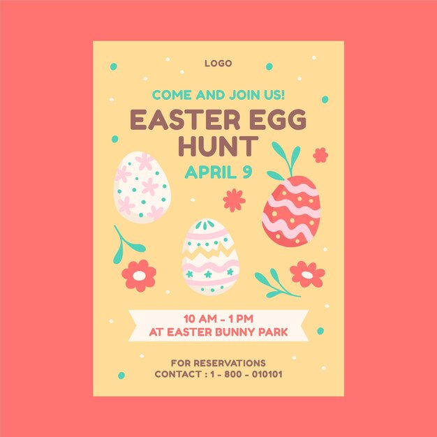 Hand drawn easter celebration vertical poster template