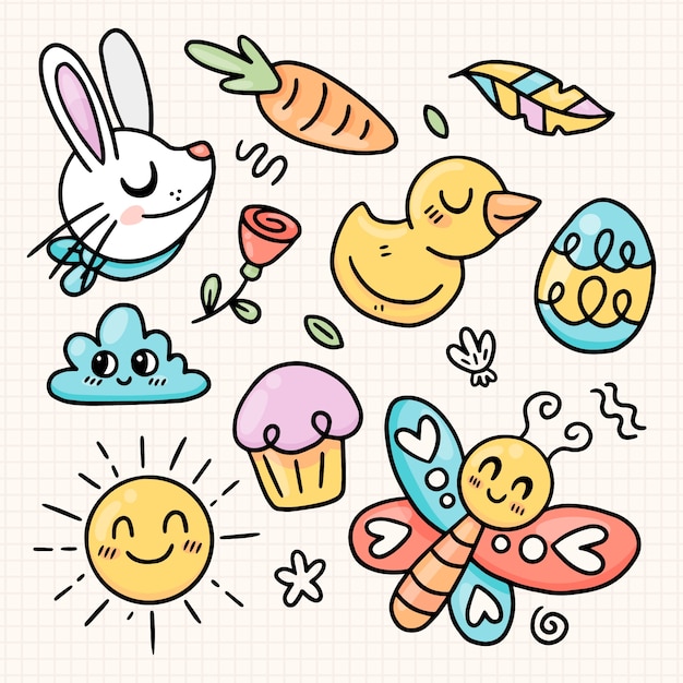 Free Vector hand drawn easter cliparts collection