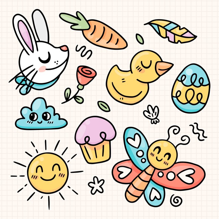 無料Vector 手描きのイースタークリップアートコレクション