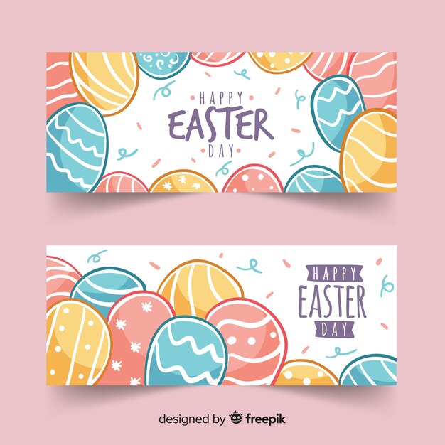 Hand drawn easter day banner