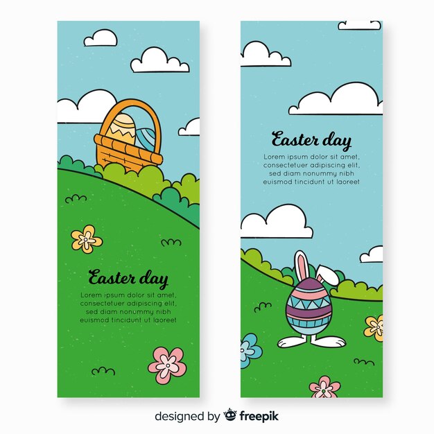 Hand drawn easter day banner