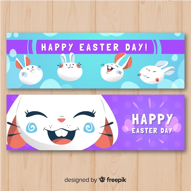 Hand drawn easter day banners