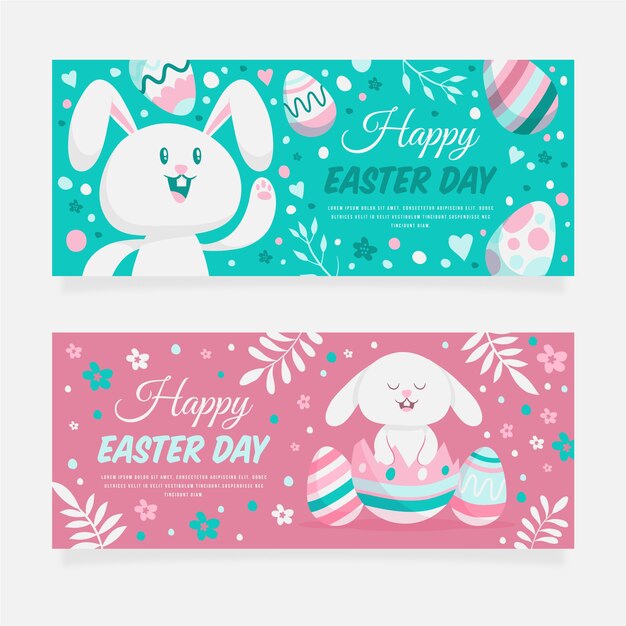 Hand drawn easter day banners