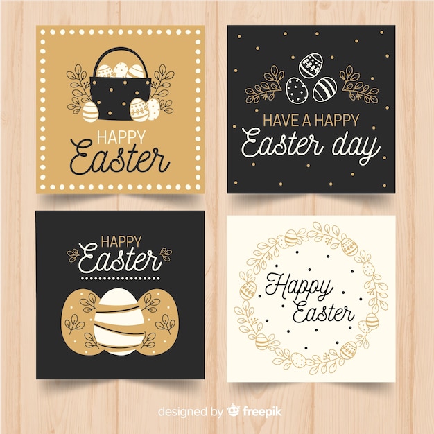 Hand drawn easter day card collection