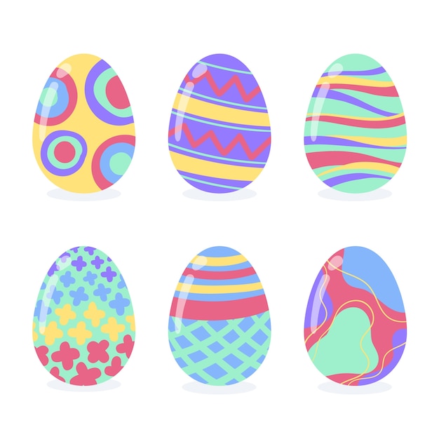 Hand drawn easter day colorful egg collection