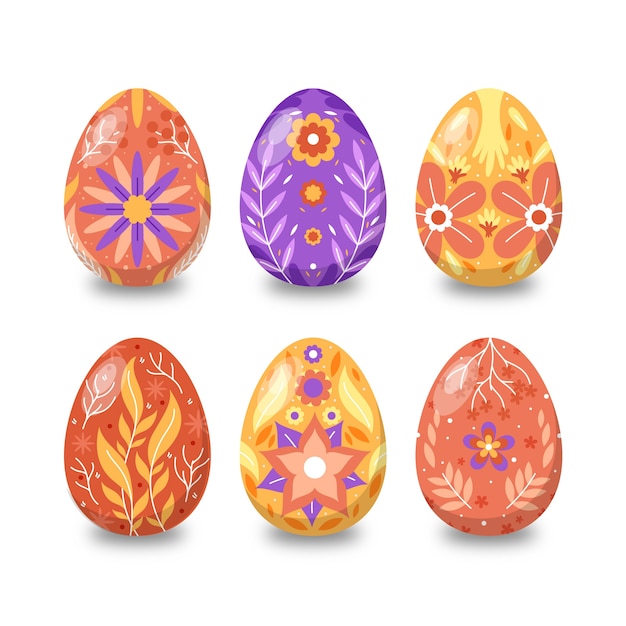 Hand-drawn easter day egg collection concept